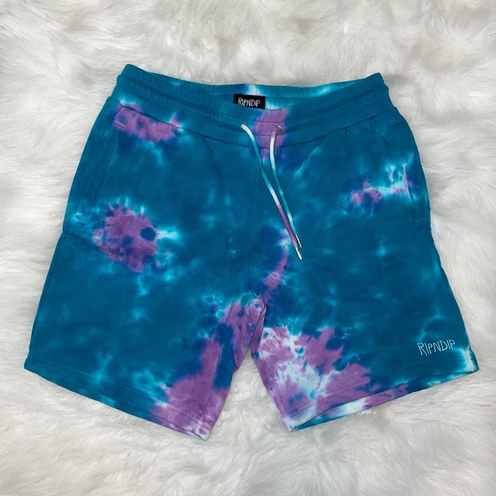 Ripndip Peeking Nermal Lavender/Teal Tie Dye Sweat Shorts